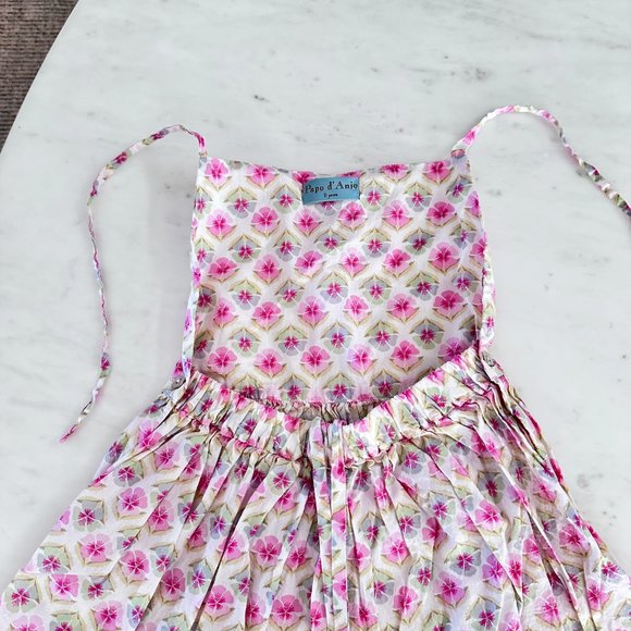 Papo D'Anjo Girls Pink Abstract Floral Halter Cotton Dress Size 8 Year - Picture 5 of 8